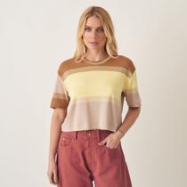 Blusa Cropped Tricô Listras Largas Blusa Cropped Tricô Listras Largas