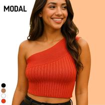 Blusa Cropped Tricot Modal Ombro Só