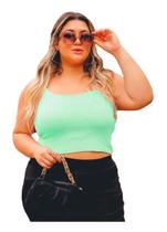 Blusa Cropped Tricot Plus Size Modal Sobreposição Grande