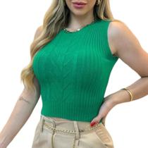 Blusa Cropped Tricot Regatinha Detalhes Feminina Elegante Blusa Cropped Tricot Regatinha Detalhes Feminina Elegante