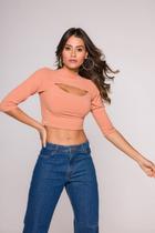 Blusa Cropped Vazado Meia Manga Blusa Cropped Vazado Meia Manga