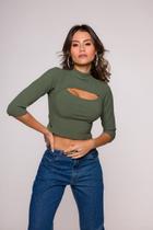 Blusa Cropped Vazado Meia Manga Blusa Cropped Vazado Meia Manga