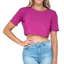 Blusa Cropped Viscolycra Casual Feminina