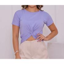 Blusa Cropped viscolycra manga curta nozinho novidade feminina