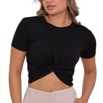 Blusa Cropped viscolycra manga curta nozinho novidade