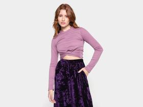 Blusa Cropped Vista Magalu Ribana Transpassado Manga Longa