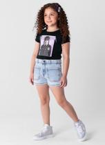 Blusa cropped Wandinha infantil menina em malha Brandili Blusa cropped Wandinha infantil menina em malha Brandili