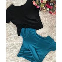 Blusa cropped x canelado com bojo feminino estilo