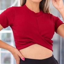 Blusa cropped X sem bojo manga curta