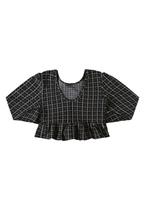 Blusa Cropped Xadrez em Jacquard Juvenil Gloss