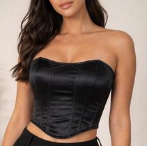 Blusa Curta Cropped Top Tubo Corset Lycra Barra V S/ Alça Blusa Curta Cropped Top Tubo Corset Lycra Barra V S/ Alça