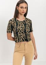 Blusa Curta Estampada Em Malha De Viscose Responsável -