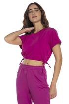 Blusa Curta Feminina Malha Amarração Polo Wear Rosa Escuro