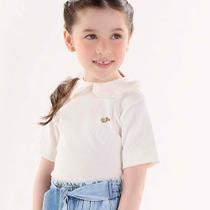 Blusa Curta Infantil Off White em Ribana Canelada Up Baby Blusa Curta Infantil Off White em Ribana Canelada Up Baby
