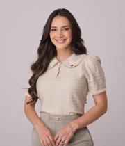 Blusa Curta na Viscose com Renda Tata Martello - Blusa Curta na Viscose com Renda Tata Martello -