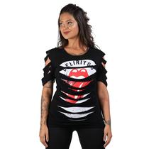 Blusa Customizada Banda Rolling Stones Moda Rock Feminina