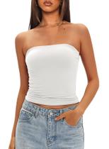 Blusa Darong Top sem alça Dupla Camada Branca