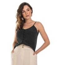 Blusa de Alça Crepe Feminina Rovitex Poá