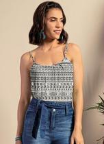 Blusa de alça étnico preto e branco Blusa de alça étnico preto e branco
