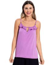 Blusa De Alça Feminina Com Babado na Rovitex Roxo Blusa De Alça Feminina Com Babado na Rovitex Roxo