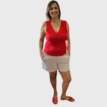 Blusa de alça larga canelada vermelho