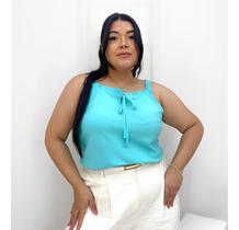 Blusa De Alça Lisa Plus Size Minimalista Laço Ajustável