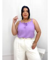 Blusa De Alça Lisa Plus Size Minimalista Laço Ajustável
