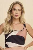 Blusa de Alça Mista em Tecido Fluido e Viscolinho - Miravest Blusa de Alça Mista em Tecido Fluido e Viscolinho - Miravest