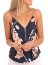 Blusa De Alça Verão Estampada Casual Floral Blusinha