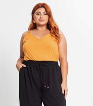 Blusa de Alças Plus Size Nó Secret Glam Marrom