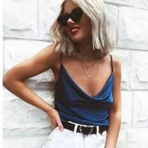 Blusa de alcinha azul, tamanho p