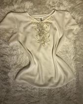 Blusa de alfaiataria com manga bufante renda Blusa de alfaiataria com manga bufante renda