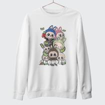 Blusa De Algodão Moletom Gola Redonda Labubu Money