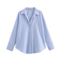 Blusa de Algodão Oxford para Mulheres - Manga Longa, Gola de Lapela, Estilo Chic