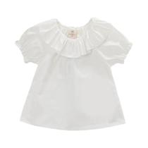 Blusa De Algodão Para Menina Com Gola De Renda, Camiseta Respirável De Manga Curta Blusa De Algodão Para Menina Com Gola De Renda, Camiseta Respirável De Manga Curta