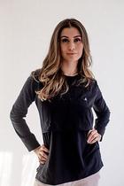 Blusa de Amamentação Anti Pilling Manga Longa Preta para Mães