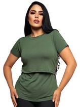 Blusa de amamentação manga curta visco lycra Blusa de amamentação manga curta visco lycra