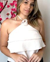 Blusa de babado palha tamanho único Blusa de babado palha tamanho único