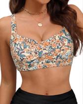 Blusa de biquíni Amy Babe Twist acolchoada frontal para mulheres amarela floral Blusa de biquíni Amy Babe Twist acolchoada frontal para mulheres amarela floral