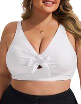 Blusa de biquíni feminina Hanna Nikole branca torcida na frente Blusa de biquíni feminina Hanna Nikole branca torcida na frente