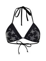 Blusa de biquíni WDIRARA Goth Skull Triangle Halter Swimwear preta Blusa de biquíni WDIRARA Goth Skull Triangle Halter Swimwear preta