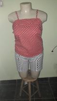 Blusa de Bolinha com alça reguladora - Vermelha - Tamanho GG