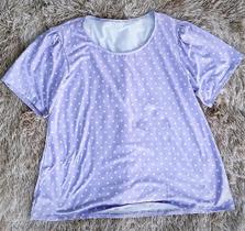 Blusa de bolinha lilas com manga princesa