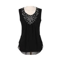 Blusa De Chiffon Branca Sem Mangas Para Escritório Feminina, Camisa De Trabalho Dobrável Nova