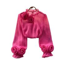 Blusa De Chiffon Com Babados Para O Verão, Manga Lanterninha, Casual E Elegante, Tops Y2K Para