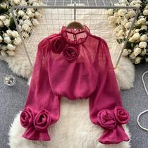 Blusa De Chiffon Com Babados Para O Verão, Manga Lanterninha, Casual E Elegante, Tops Y2K Para
