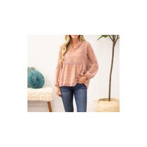 Blusa de chiffon de tecido Swiss Point com bolinhas texturizadas Blusa de chiffon de tecido Swiss Point com bolinhas texturizadas