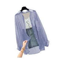 Blusa De Chiffon Transparente Para Mulheres, Estilo Coreano Harajuku, Cardigan Casual Solto