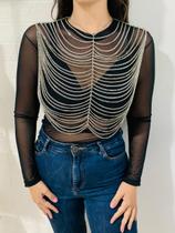 Blusa de correntes bodychain borychian cropeed festa festival carnaval