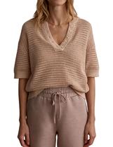 Blusa de crochê Dqbeng com decote em V, manga curta, malha, caqui, verão, mulher Blusa de crochê Dqbeng com decote em V, manga curta, malha, caqui, verão, mulher